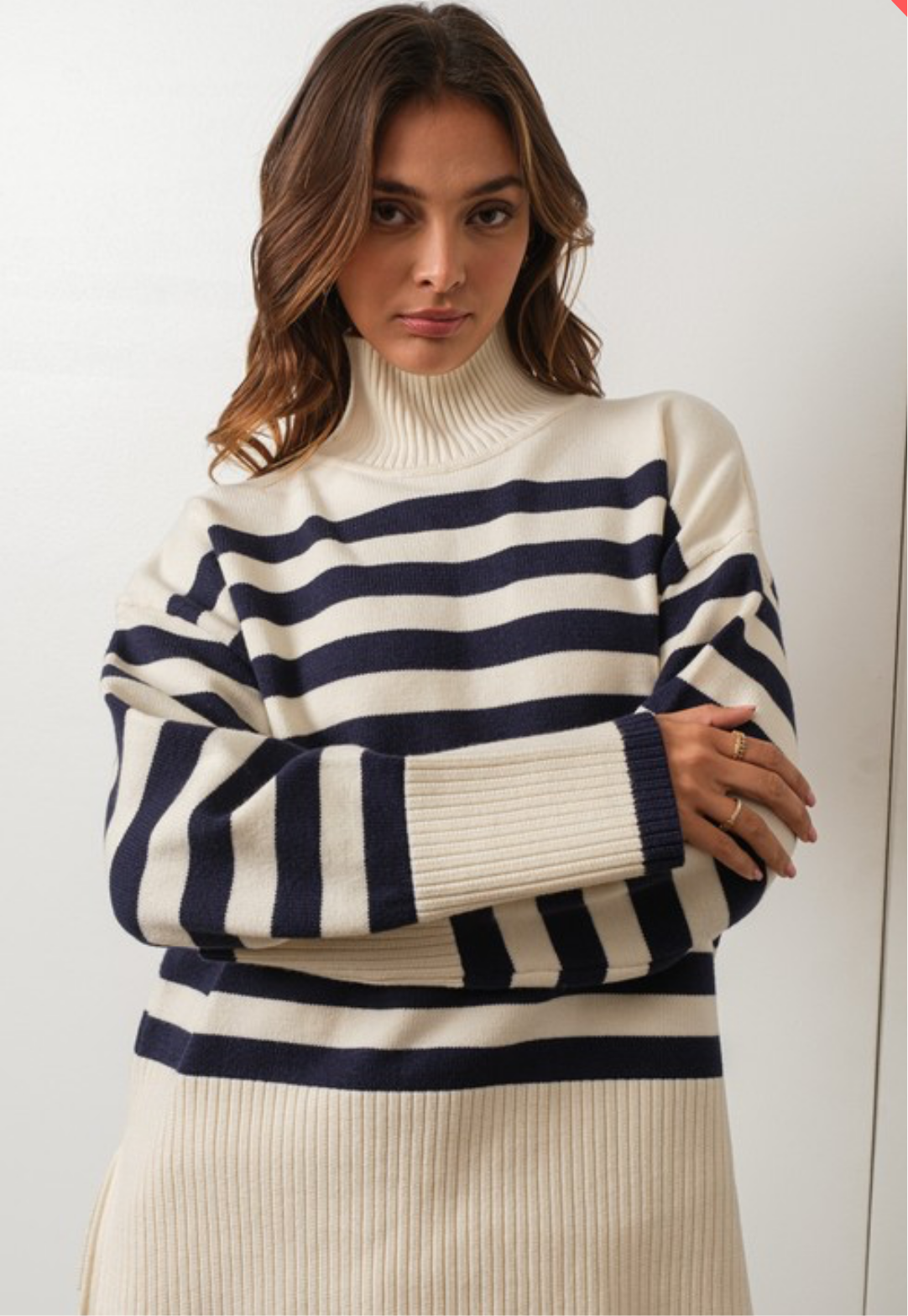 Brooke Striped Turtleneck
