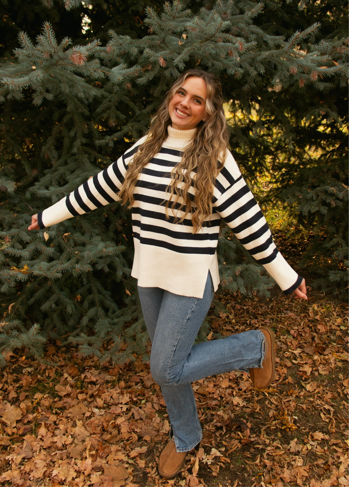 Brooke Striped Turtleneck