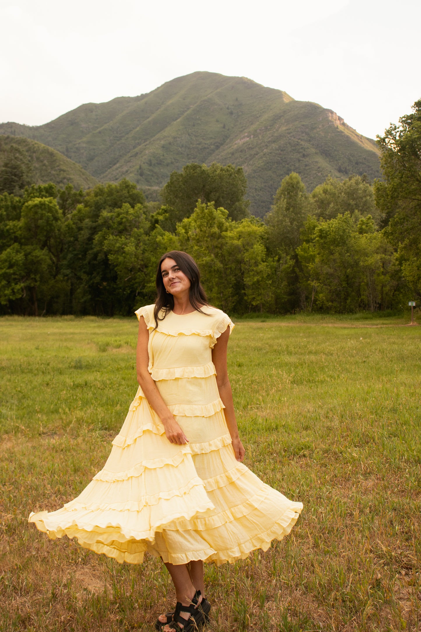 Pastel Yellow Ruffle Dress